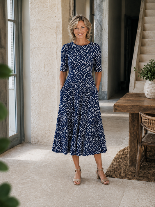 Robe Juliette – Midi fleurie avec poches