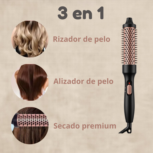 Arumena Black Gold 3 en 1™ – Cepillo Térmico que Riza, Alisa y Seca