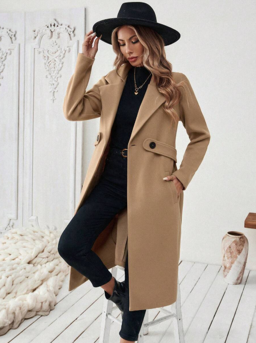 Manteau Céleste – Coupe Longue Structurée
