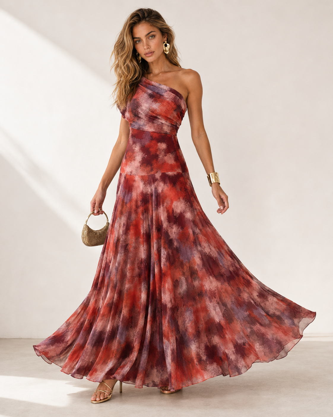 Robe Solène – Longue asymétrique à imprimé aquarelle