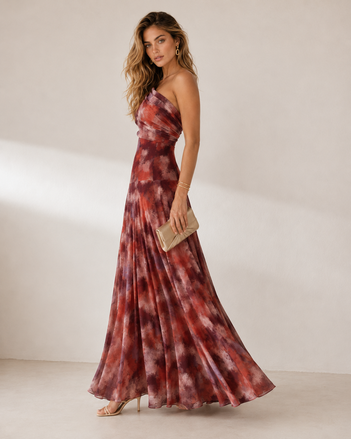 Robe Solène – Longue asymétrique à imprimé aquarelle