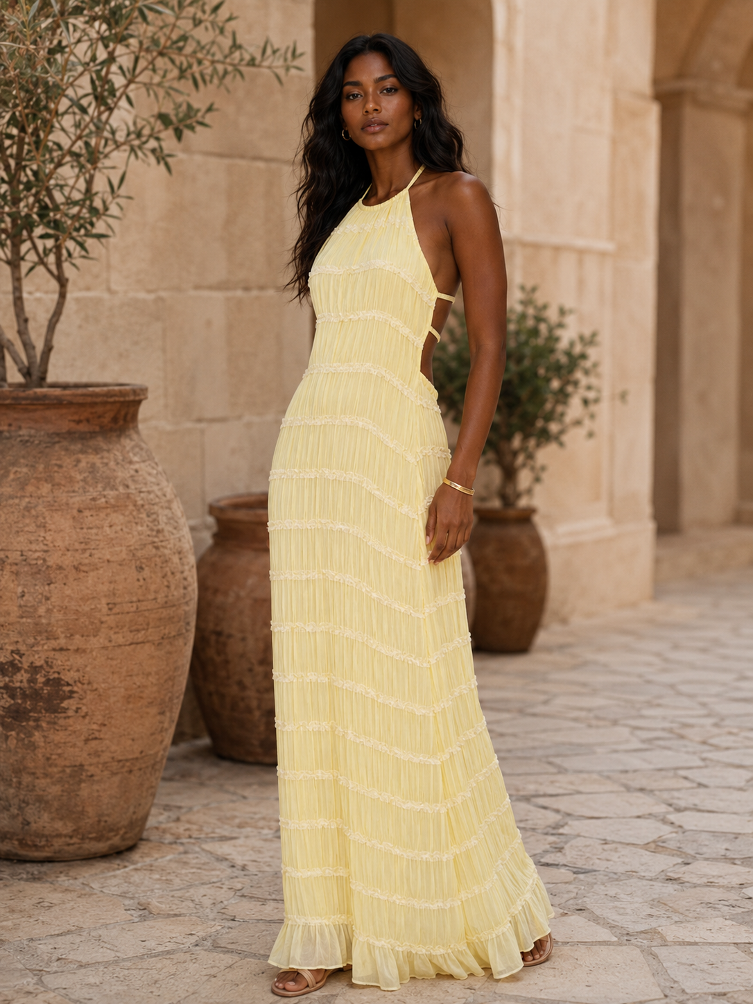 Robe Amaya – Élégance Plissée