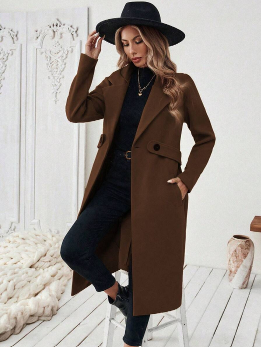 Manteau Céleste – Coupe Longue Structurée