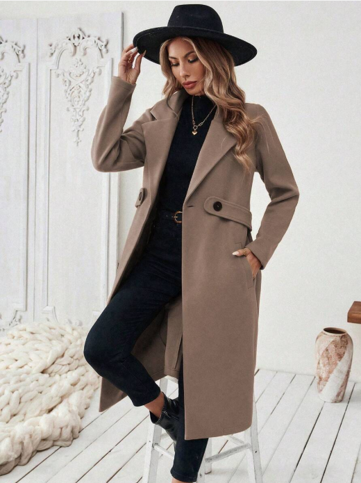Manteau Céleste – Coupe Longue Structurée